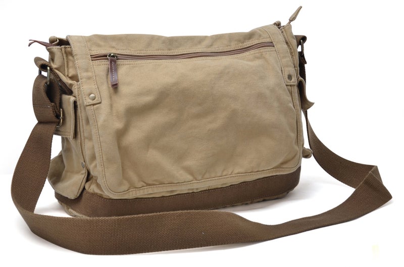 GOOTIUM Canvas Messenger Bag - Vintage Cross Body Shoulder Satchel, Khaki - Image 4